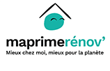MaPrimeRénov' : Aide à la rénovation énergétique du logement Logo MaPrimeRénov' avec un toit, visage turquoise et slogan Mieux chez moi, mieux pour la planète.